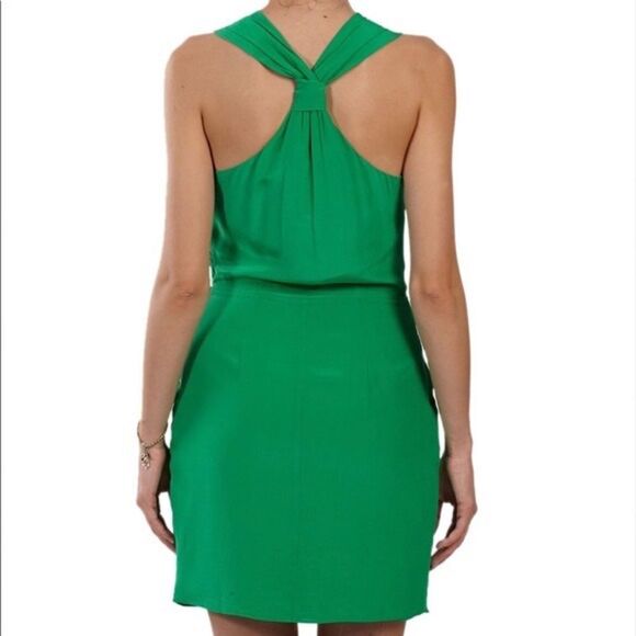 GREYLIN Silk Sleeveless Faux Wrap Mini Dress Green M - Picture 2 of 12